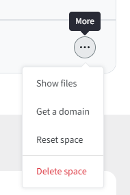 Button named unnamed with three dots with More hover text label showing menu with Show Files as a selection.